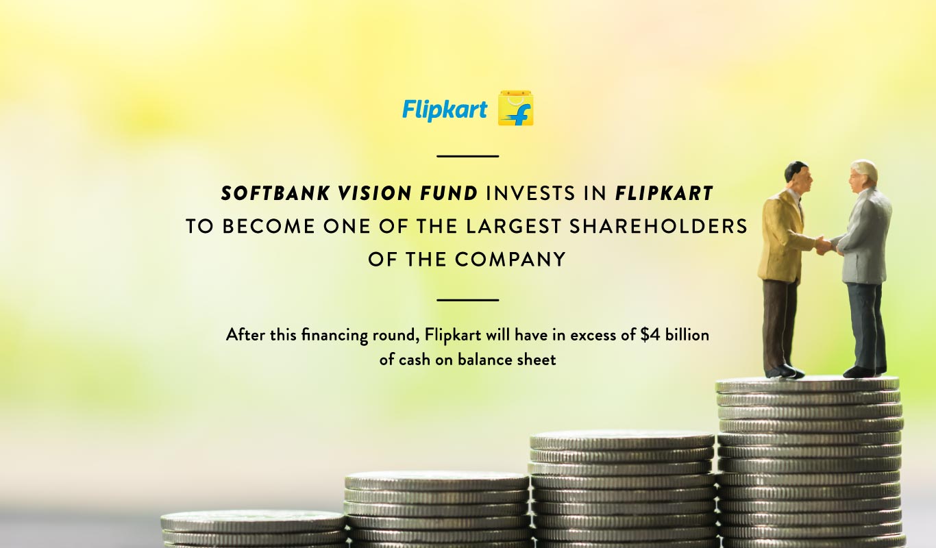 Softbank Vision Fund invests in Flipkart to become one of the largest shareholders of the company